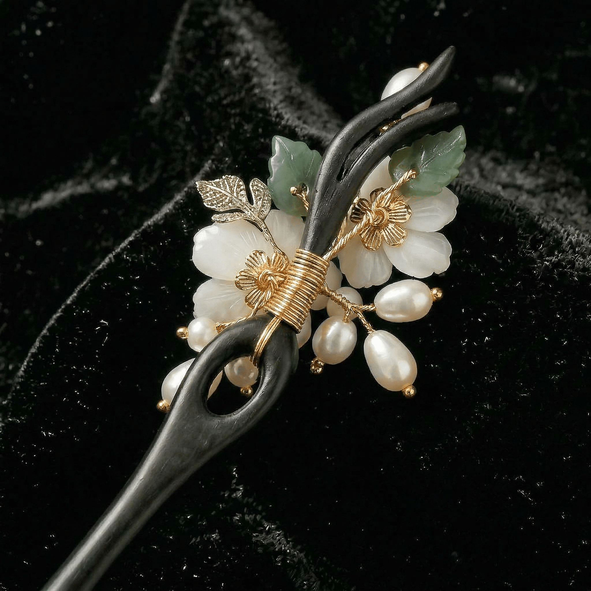 Handmade black sandalwood hairpins and hair accessories - FAZAN