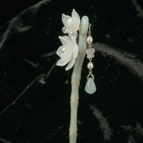Jade Orchid Tassel Hairpin - FAZAN
