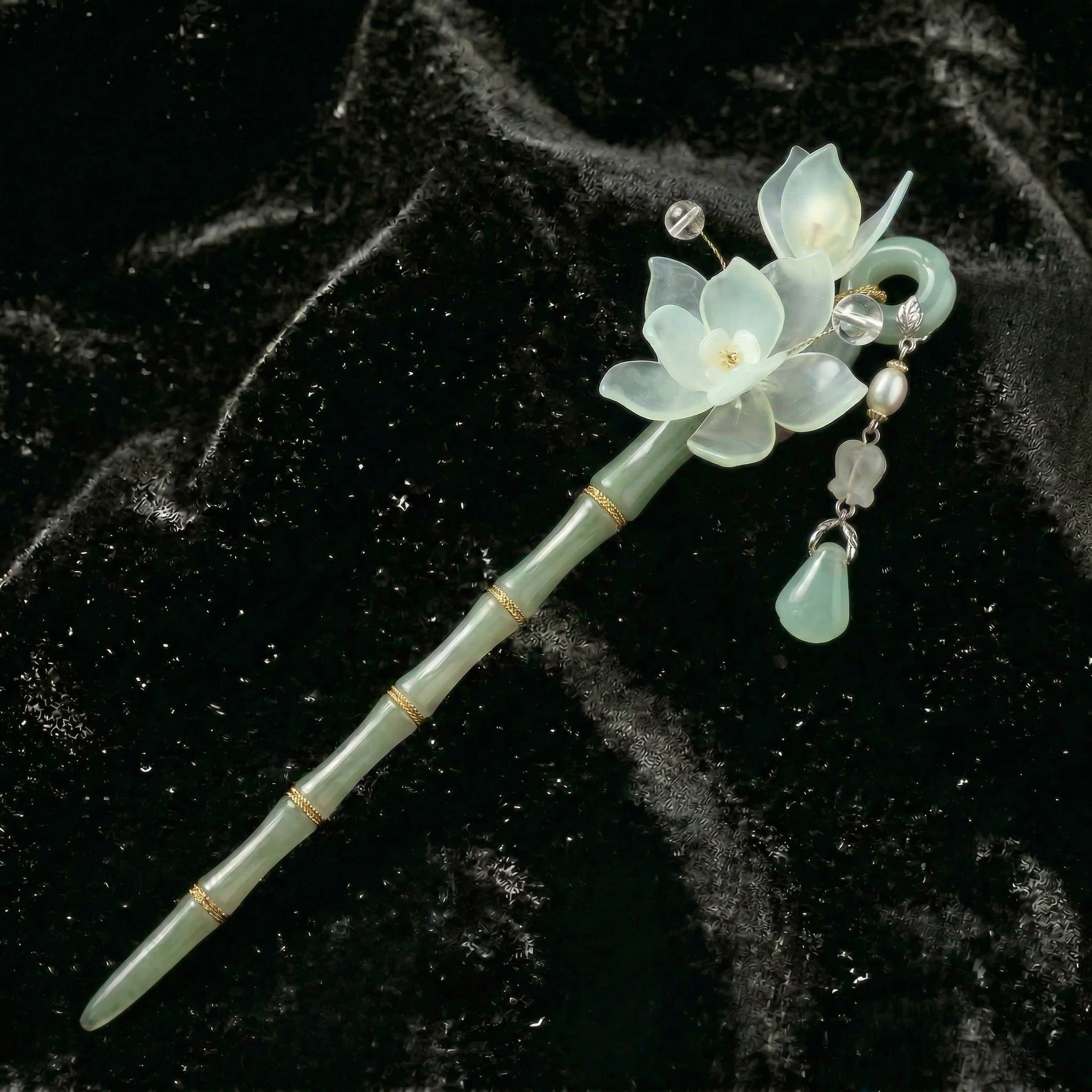 Jade Orchid Tassel Hairpin - FAZAN