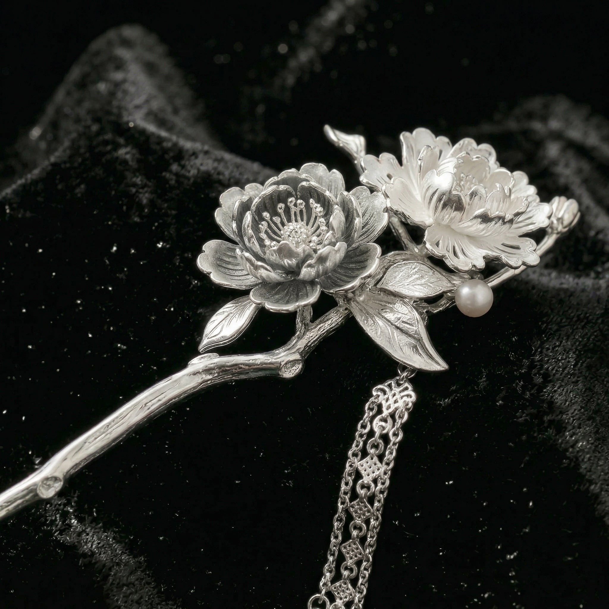 Antique hairpin with sterling silver tassel - FAZAN