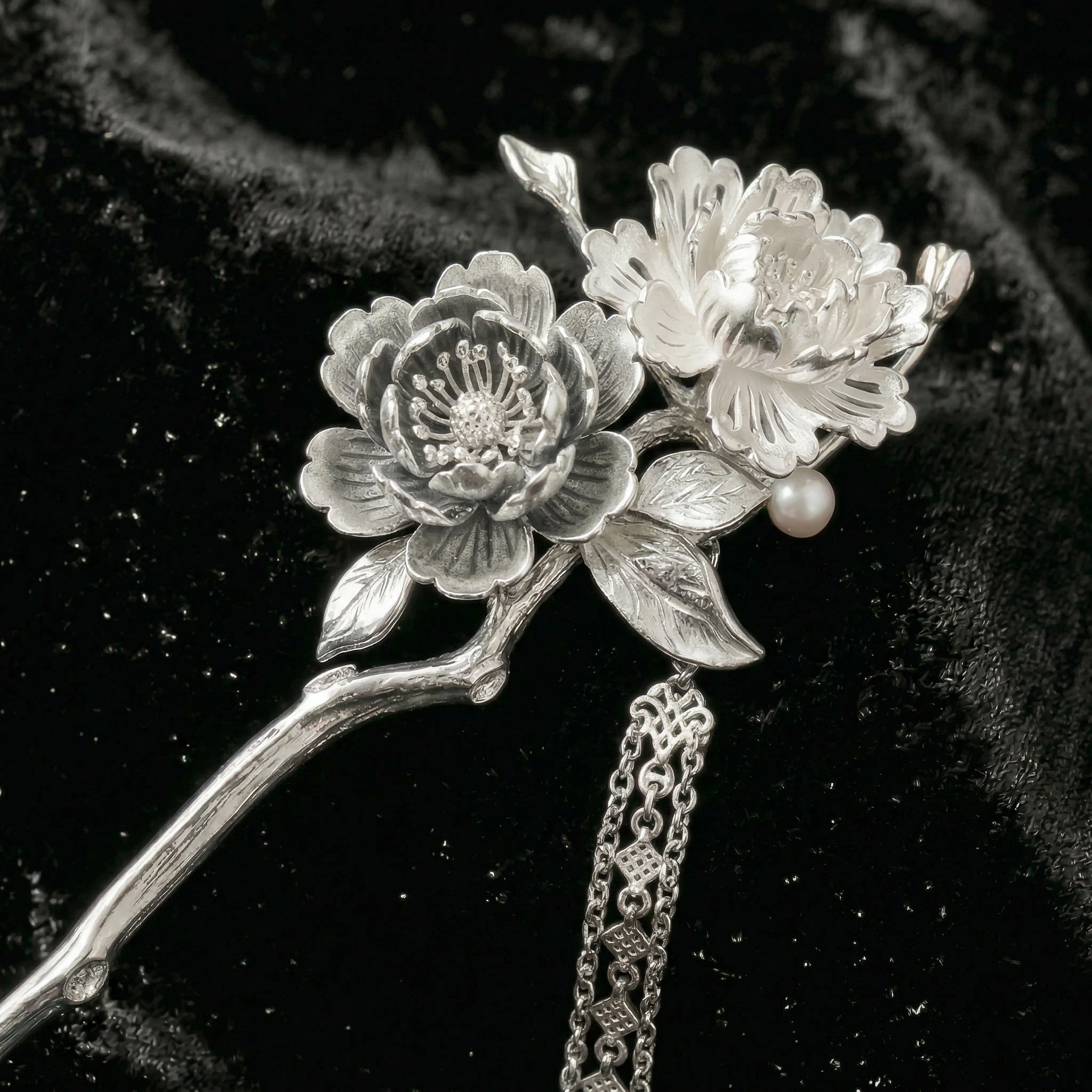 Antique hairpin with sterling silver tassel - FAZAN