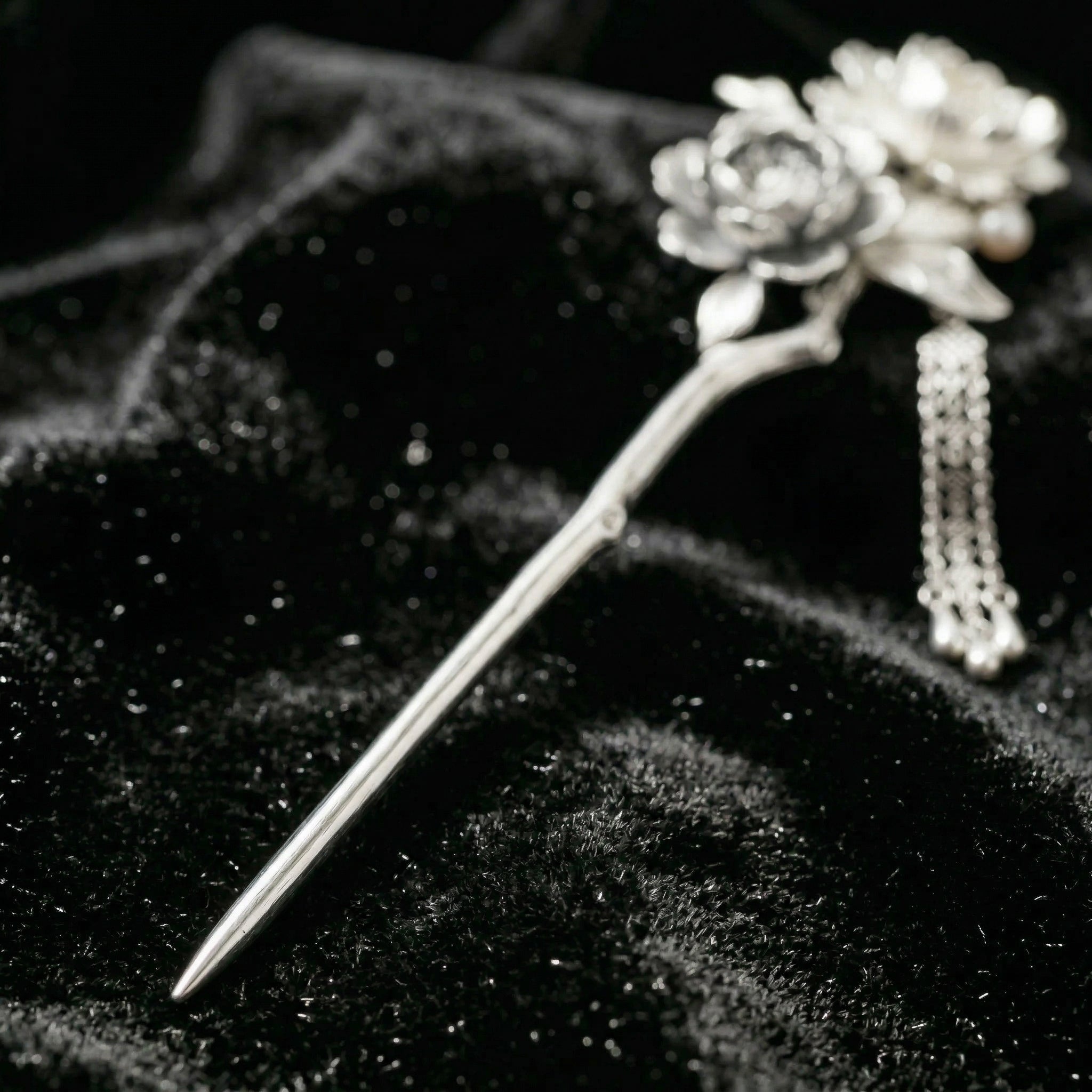 Antique hairpin with sterling silver tassel - FAZAN