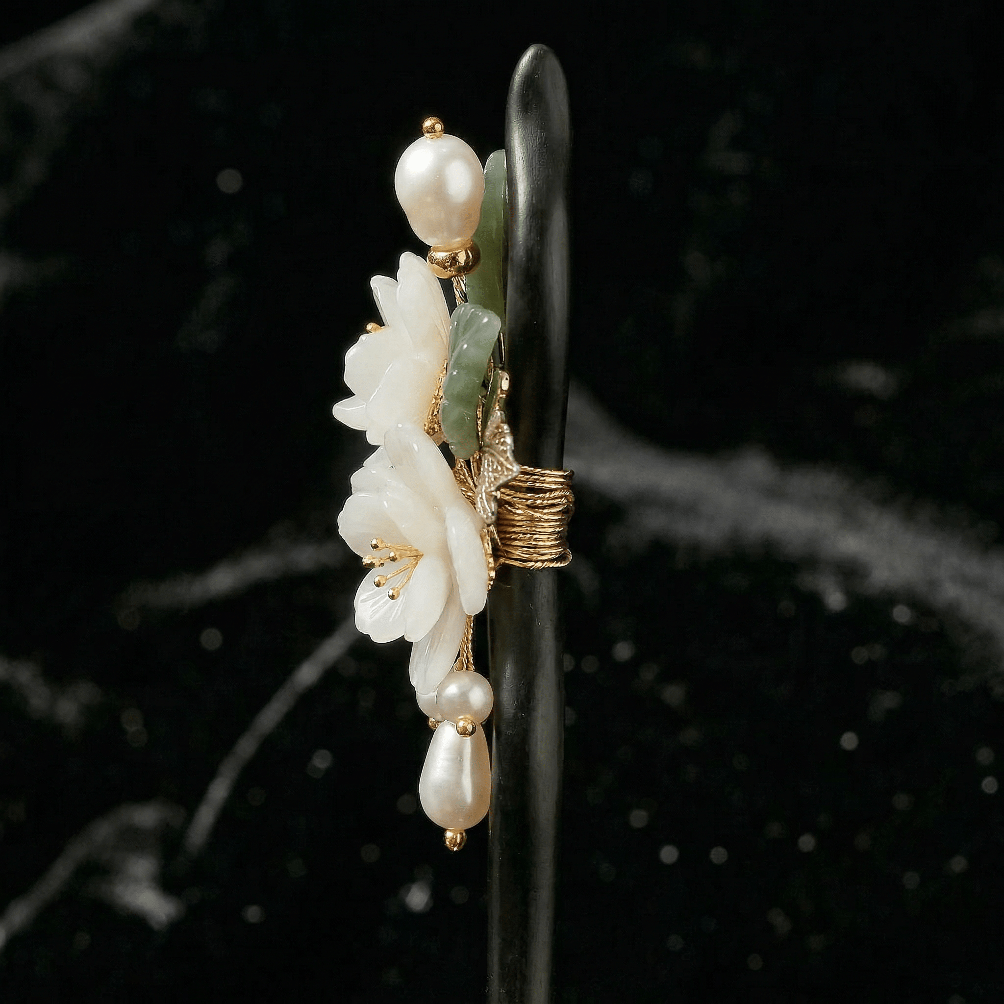 Handmade black sandalwood hairpins and hair accessories - FAZAN