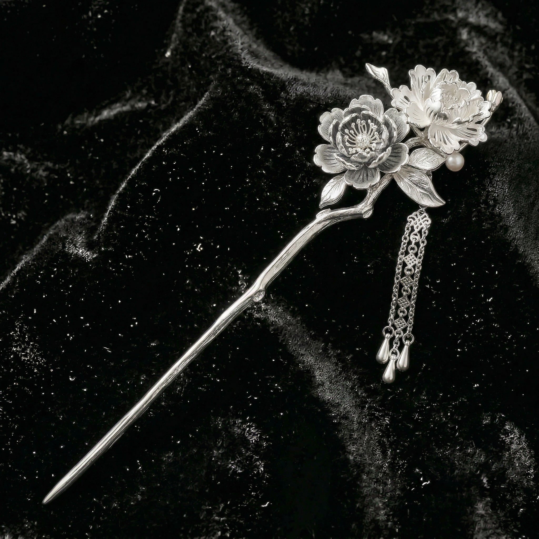 Antique hairpin with sterling silver tassel - FAZAN