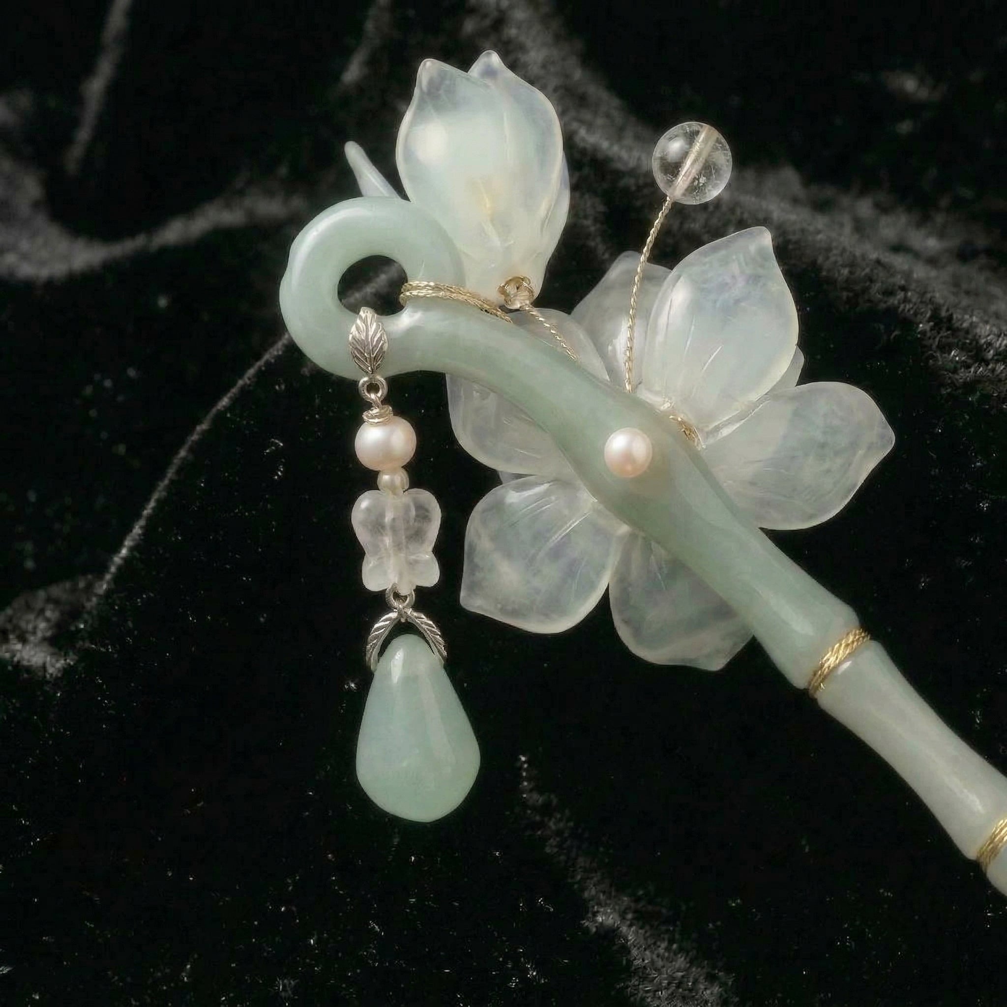 Jade Orchid Tassel Hairpin - FAZAN