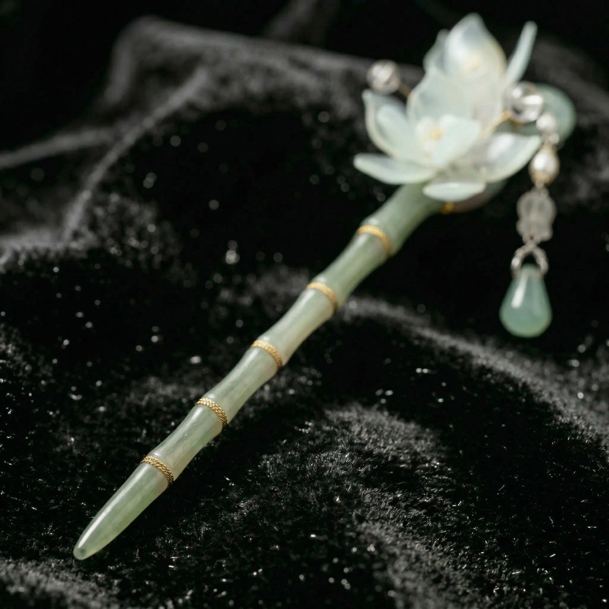 Jade Orchid Tassel Hairpin - FAZAN